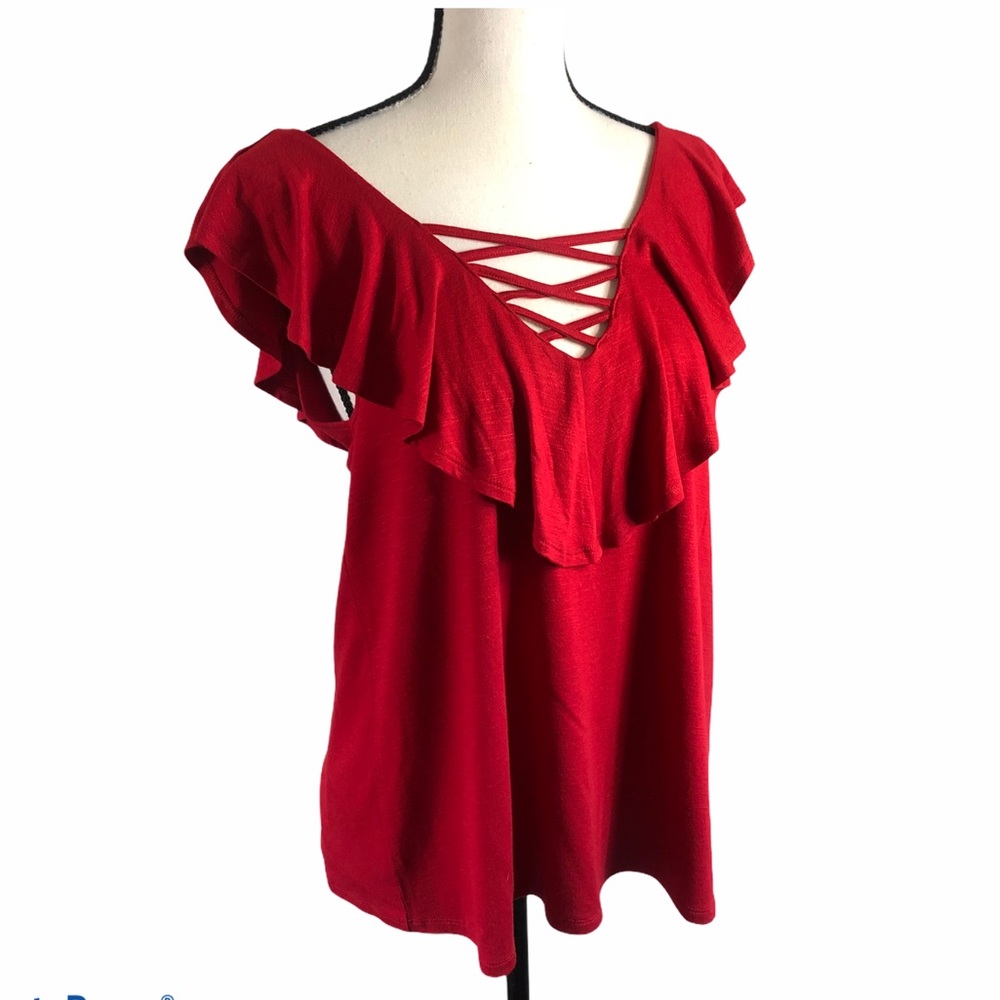 NWT Pink Rose Flounce Flutter Top